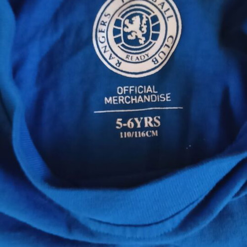 Rangers kids T shirt size 5-6 years blue new with tags