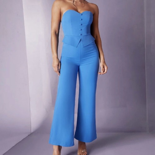 Women's strapless jumpsuit light blue size S like new