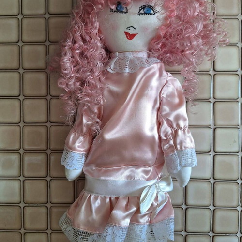 Collectible fabric doll 1980s new, handmade vintage style