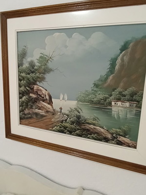 Old oil painting on plywood, 70 years, like new