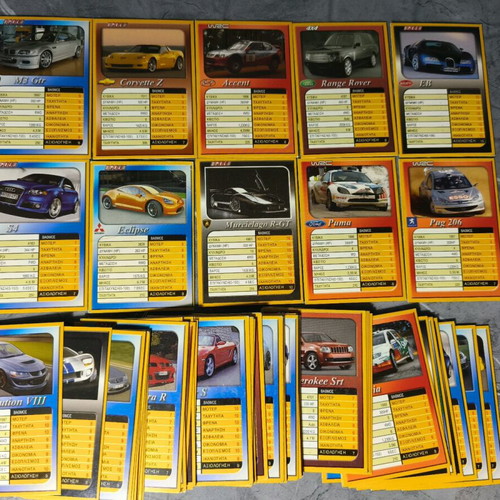 Car cards used, pack of 55 old collectible