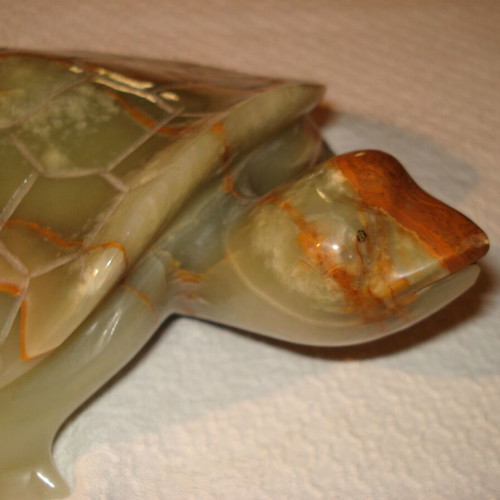 Decorative stone turtle used green brown