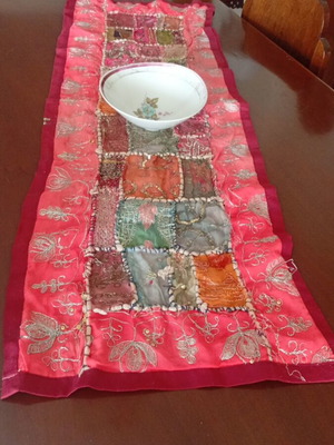 Vintage Indian Patchwork Runner used, authentic 1970