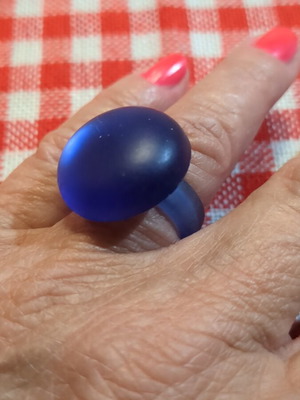 Summer blue light blue acrylic ring new, size 17.8
