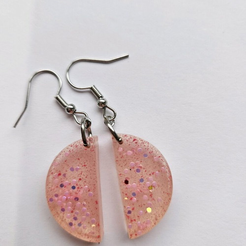 Handmade earrings pink liquid glass new