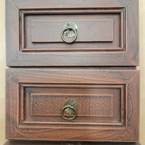 Antique wooden jewelry cabinet with beads, two drawers and cupboard new