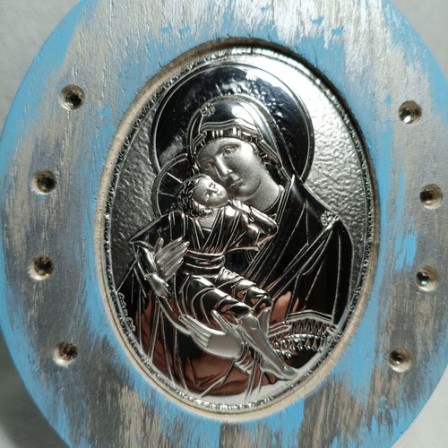 Virgin Mary Icon with Swarovski materials new