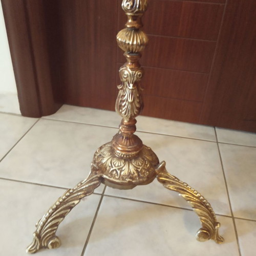 Floor lamp used, gold-bronze color, height 1.60 m