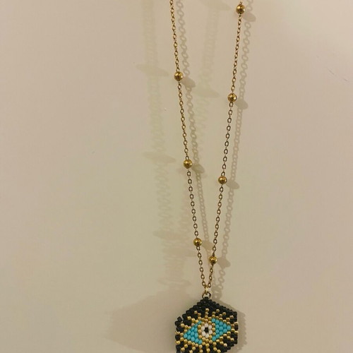 Steel necklace with beads new