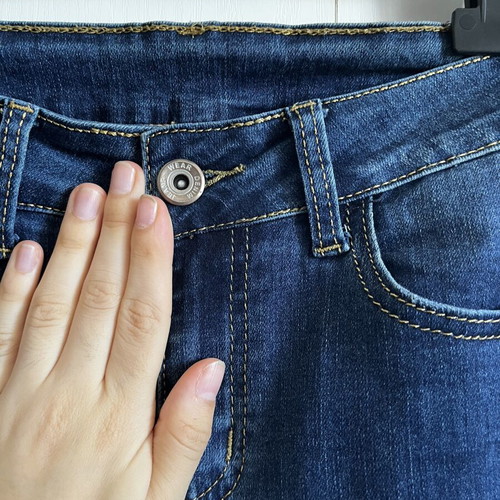 Y2K Flared Jeans used, Chic Bonbon Paris, size S/XS, blue turquoise