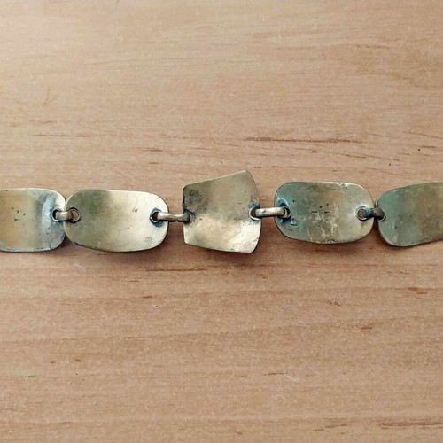 Brass bracelet with black stones used, very old, 19 cm