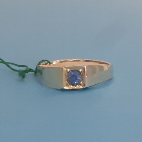 Vintage ring with ciel stone from the 60s, new, gold color