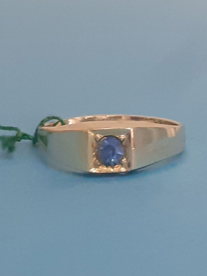 Vintage ring with ciel stone from the 60s, new, gold color