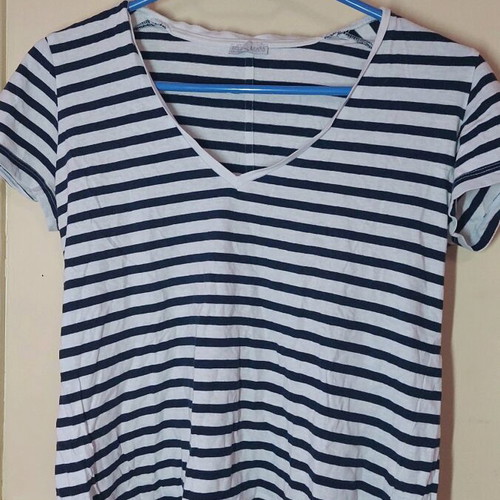 Zara women's striped blouse size S like new, white-blue
