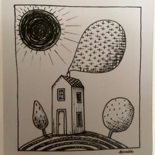 House mini hand-drawn sketch on Bristol paper 250gr, new