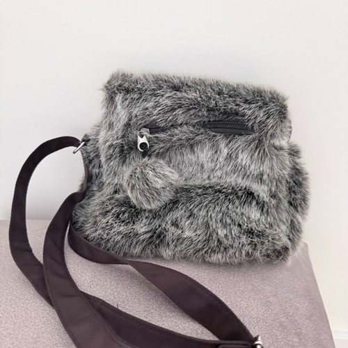 Zara gray furry crossbody bag like new