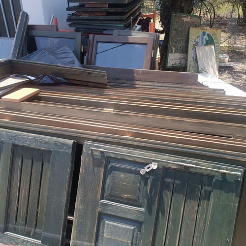 Wooden window frames used with glass, shutters and casings complete set