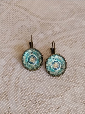 Vintage Boho Σκουλαρίκια Μάνταλα Cabochon Αντίκ Μπρονζέ Καινούργια