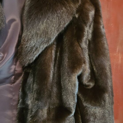 Mink fur coat, size L, black and brown