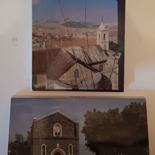 Folded postcards used, lot of 5 from Holy Land and Greece
