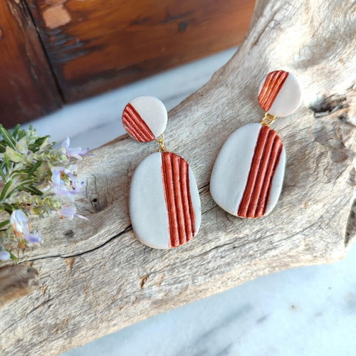 Earrings handmade from clay and cement, new with stainless steel clasp