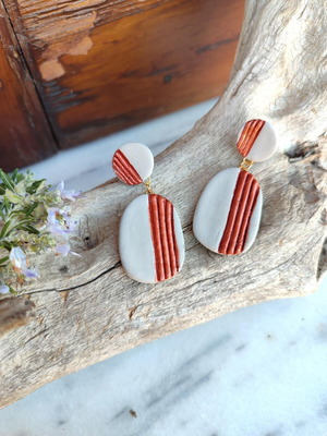 Earrings handmade from clay and cement, new with stainless steel clasp