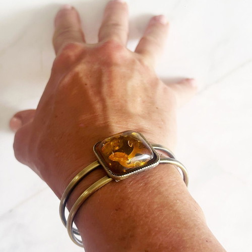 Vintage bracelet with amber 1960s used