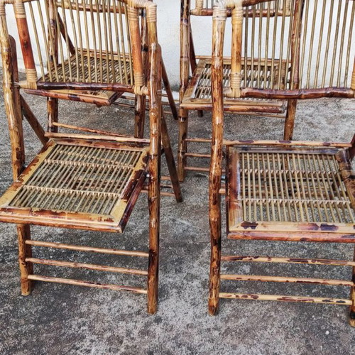 Bamboo folding chairs used, pack of 60 pieces