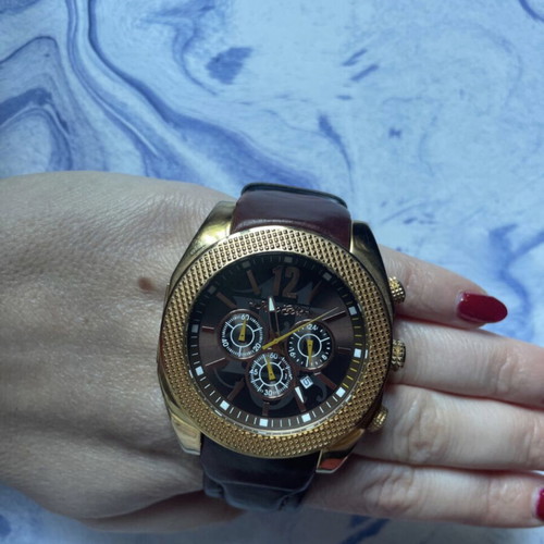 Marc Ecko leather watch used, brown - burgundy