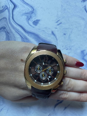 Marc Ecko leather watch used, brown - burgundy
