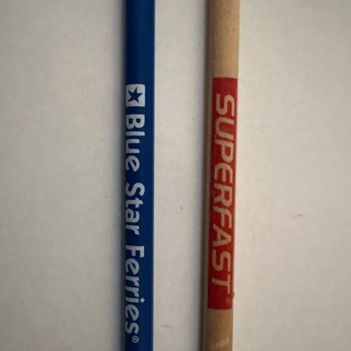 Superfast and Blue Star Ferries collectible pencils new, pack of 2