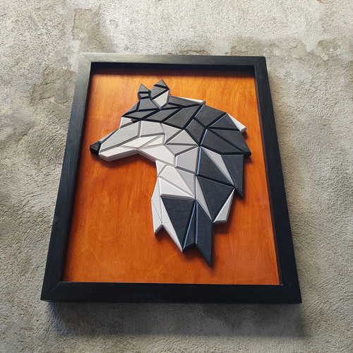 Geometric Wolf 3D Wooden Wall Art Prism Lykos new