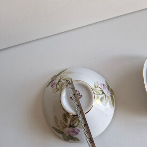 Porcelain vintage fondant dish with floral decoration used
