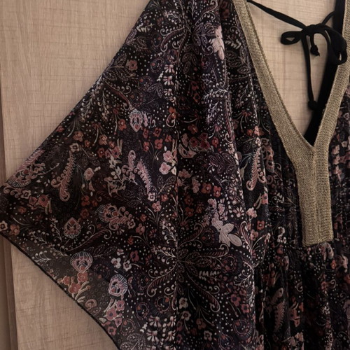 Maxi boho dress Fueguina with floral pattern and gold detail size XL