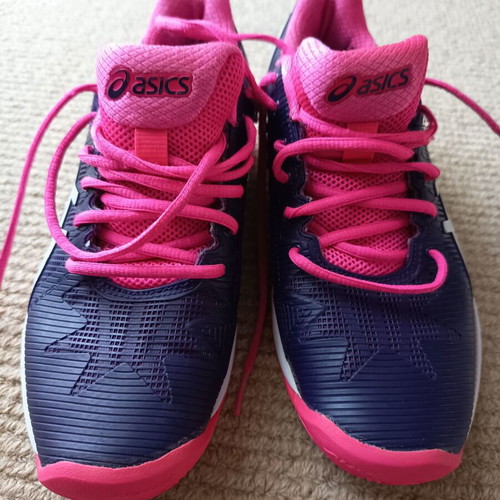 Asics Gel Resolution Speed 3 tennis shoes used, purple-pink, clay court