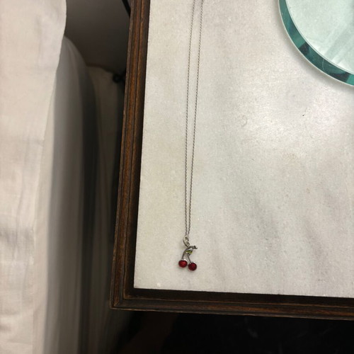 Silver cherry pendant with chain like new