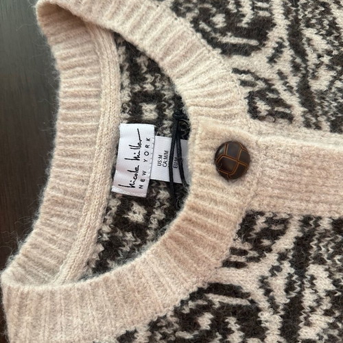 Women's cardigan M beige and brown with pumpkin pattern, new