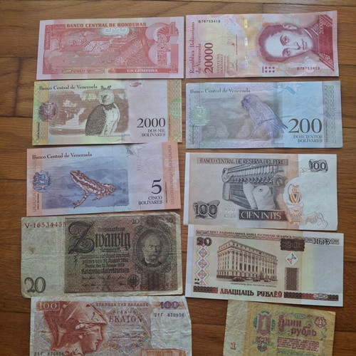 Banknotes used, set of 50 from around the world