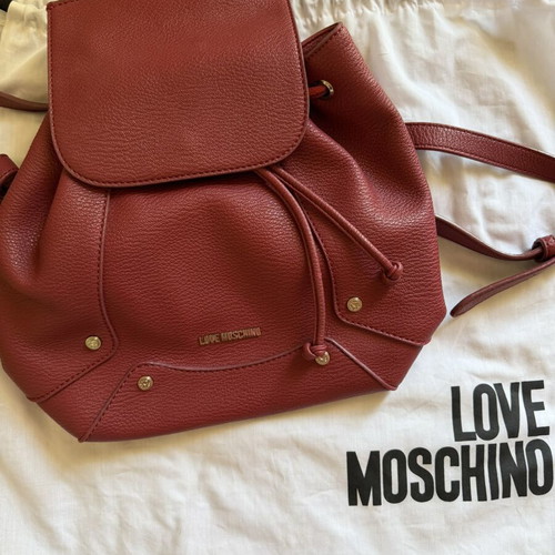 Love Moschino real leather backpack, red