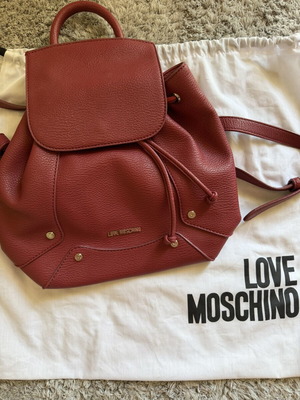 Love Moschino real leather backpack, red