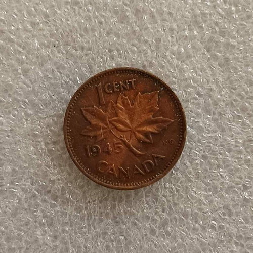 Canada 1 Cent Coin used, King George VI, maple leaves