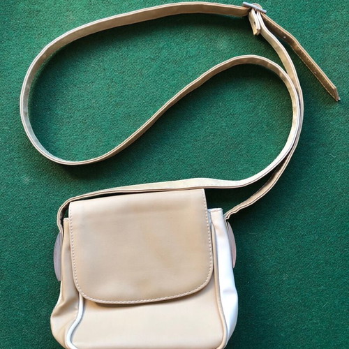 Shoulder bag used, beige with adjustable strap