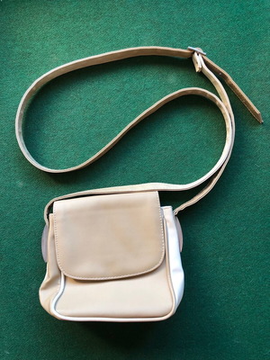 Shoulder bag used, beige with adjustable strap