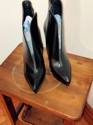 Keep Fred ankle boots new black leather with slim heel and transparency
