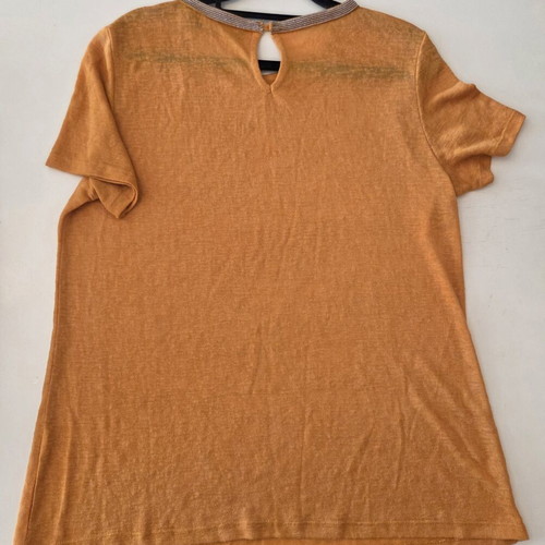 Cortefiel Short Sleeve Blouse Top Like New, Orange, Size L