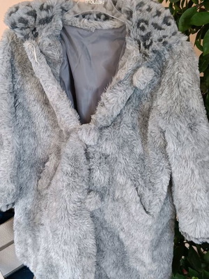 Fur gray coat for girls 10-12 years like new