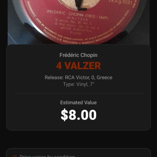 Frederic Chopin Waltzes vinyl record RCA Victor