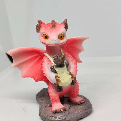 Handmade dragon figurine with baby, like new