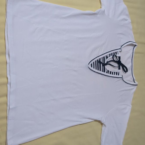 Navy Look T-shirt like new, size L, white and blue