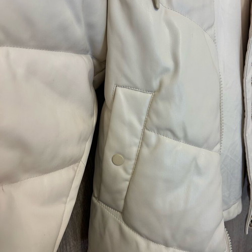 Pull & Bear beige leather women's jacket used with hood